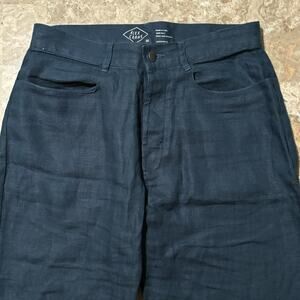 Alex Crane Pants Mens 30x26 Green 100% Linen Trousers Button Fly Beach